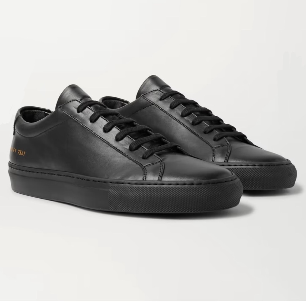 EUC COMMON PROJECTS Woman Original Achilles Low Leather Sneakers Black On Black